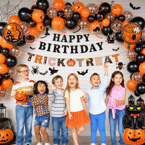 Halloween Party Decorations Set with Balloons & Banners - Happy Birthday Variation