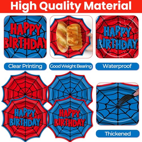 48-Pack Spider Web Paper Plates - 9 Inch Disposable Party Tableware for Kids & Adults