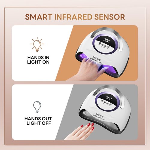 300W Nail Lamp Gel Nail Lamp Nail Dryer UV Lamps with 72 Led Beads for Gel Nails, LED Nail Lamp with Automatic Sensor / 4 Timer Setting, Home and Salon