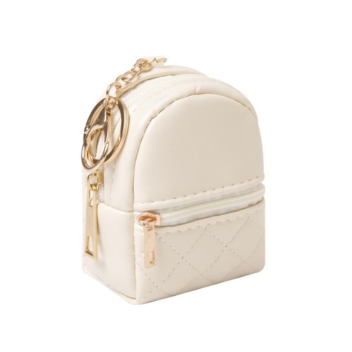 Grurun Mini Backpack Cute Cosmetic Bag for Women, Creative Cute Pendant Keychain Key-chains Keyrings PU Leather Makeup Bag Key Lipstick Card Holder Data Cable Organizer Zipper Pouch