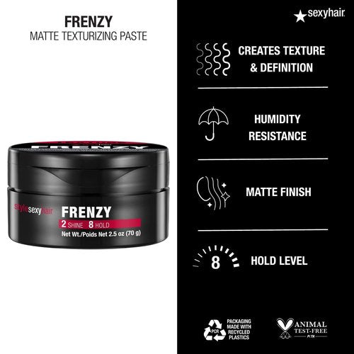 SexyHair Matte Texturizing Paste - 2.5 Oz | Boosts Fullness, Texture & Definition | Semi-Matte Finish