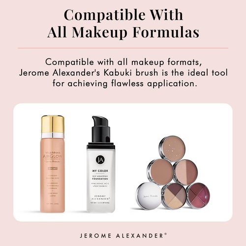 Jerome Alexander Angled Kabuki Foundation Brush (Black) - Flat Top Buffer Brush for Seamless Blending of Liquid, Cream & Powder Makeup - Buildable Coverage Without Caking - Pro Vegan Bristles