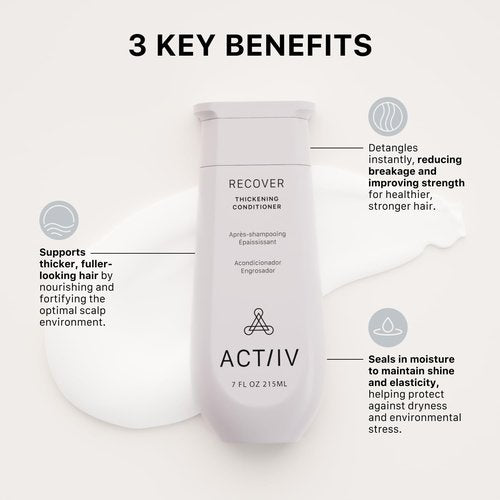 ACTIIV Recover Thickening Conditioner - Strengthens & Hydrates for Thicker, Fuller Hair | Plant-Based, Color-Safe, Unisex