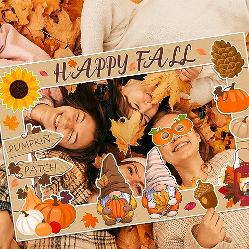 Fall Gnome Photo Booth Props Set with Pumpkin and Autumn Decorations