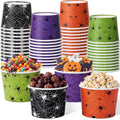 48 Pack Halloween Spider Web Paper Snack Cups - 9 oz Disposable Party Bowls - Spider Web Design