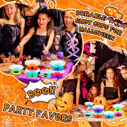 Halloween Jack O Lantern Plastic Shot Cups with Lids - 150 Pack, Classic Style