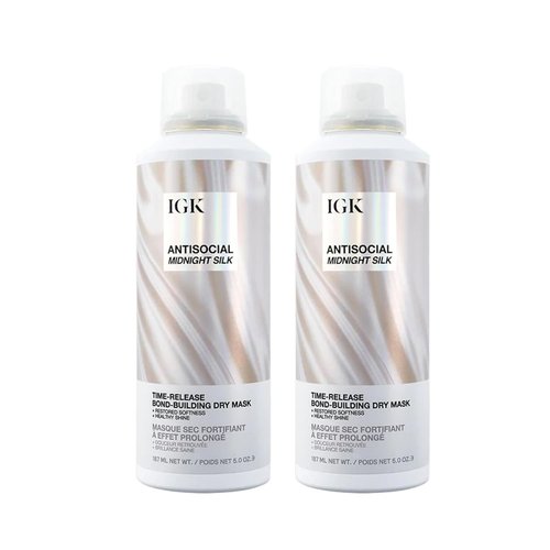 IGK Antisocial Dry Hair Mask - Leave-In Overnight Bond-Building Treatment for Hydration & Repair | 5oz (Pack of 2)