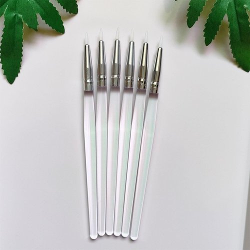 Silicone Eyeliner Brushes for UV resin, Metallic Glitter Shimmer Eyeshadow, Nail Sequins Nail Sticker Colorful Hearts，Gel or Liquid Eyeliner Along Lash Lines (6pcs, transparent handles)