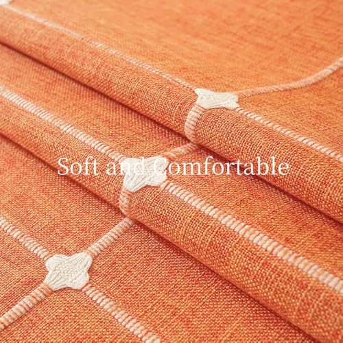 Burnt Orange Round Linen Tablecloth 53 Inch Fall Dining Cover with Variation