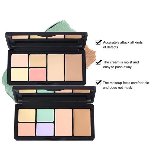 Skiennix Correcting Concealer Palette - 6 Color Makeup Cream Contour Set with Brush for Dark Circles & Blemishes