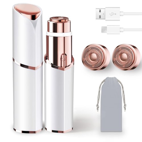 Facial Hair Removal for Women, Electric Rechargeable Painless Hair Remover for Face, Upper Lips, Chin, Peach Fuzz, with LED Light