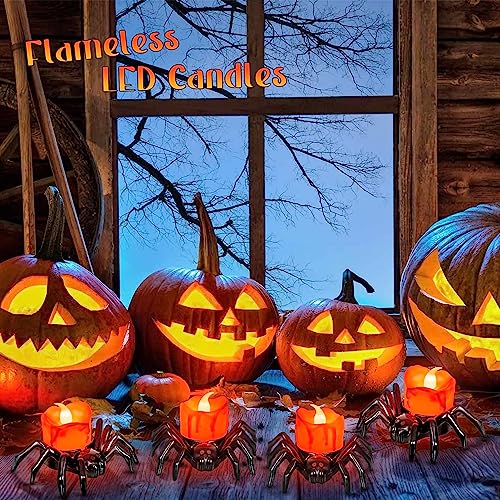 12 PCS Spider Halloween LED Tea Lights Candles, Flameless Flickering Fake Candles - Variation of THIS listing