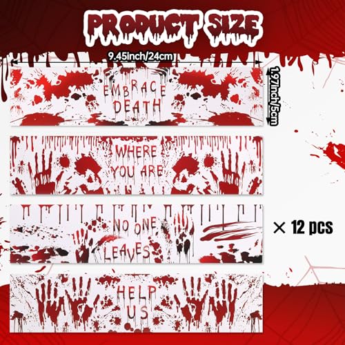 Halloween Bloody Handprint Water Bottle Labels Waterproof Party Decor Set - 48 Pcs