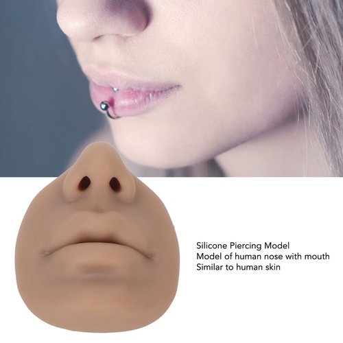 Piercing Training Model, Practice Piercing Tool for Face and Nose with Realistic Skin Texture Reusable Nose Display for Salon Training Body Piercing Education Face Piercing Practice (Dark Skin Tone)