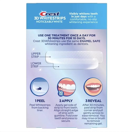 Crest 3D Whitestrips, Noticeably White, Teeth Whitening Strip Kit, 20 Strips (10 Count Pack)