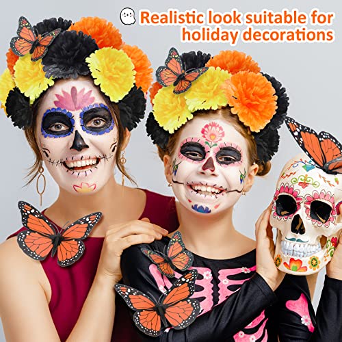 Artificial Marigold Flower & Butterfly Decor Kit for Day of The Dead & Festivals