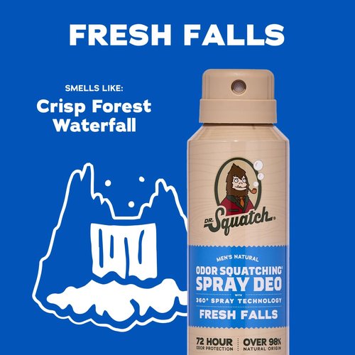 Dr. Squatch Natural Men’s Deodorant - Quick-Dry, Aluminum-Free Formula | Fresh Falls, 4oz (2-Pack)