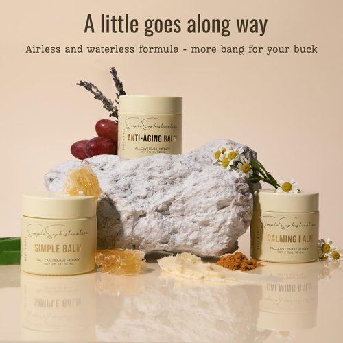 Simple Sophistication Tallow Emu Honey Balm | Nourishing Face & Body Moisturizer with Manuka Honey & Emu Oil, Non-Greasy Natural Skincare (2 oz, Anti-Aging Balm, 2 oz)