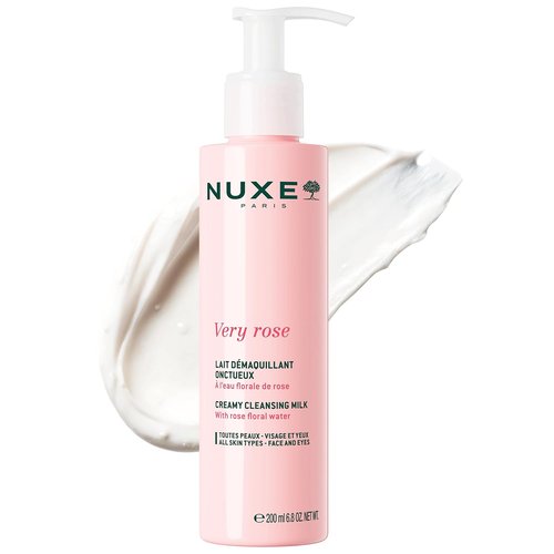 Nuxe Very Rose Cleansing Milk - Gentle Makeup Remover with Rose Floral Water for Sensitive Skin | 6.8 Fl Oz