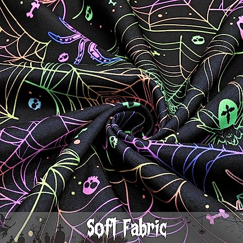 Halloween UV Reactive Black Spider Web Tablecloth - Waterproof 84x60 Inch