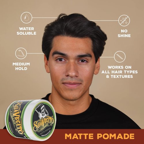 Suavecito Pomade - Matte Finish Hair Pomade for Men | Medium Hold, Shine-Free, 5 oz