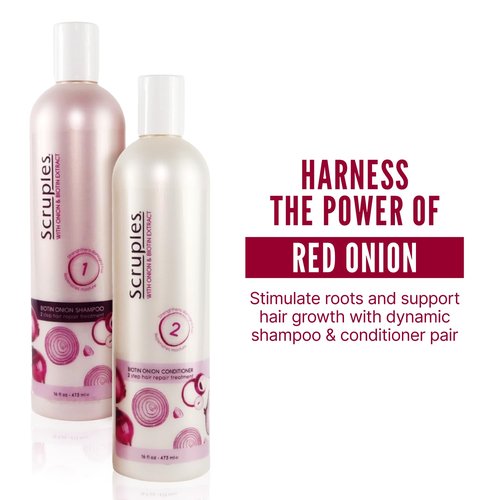 Scruples Biotin Onion Shampoo and Conditioner Bundle - Hair Growth Shampoo & Conditioner for Women to Strengthen & Hydrate - Made with Onion Extract & Biotin to Help Promote Growth (2 Pack)