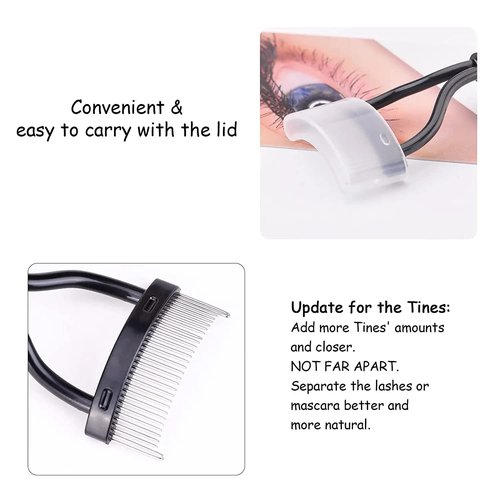 MSQ Eyelash Comb - Eyelash Separator & Mascara Applicator Tool with Cover - Black (1PC)