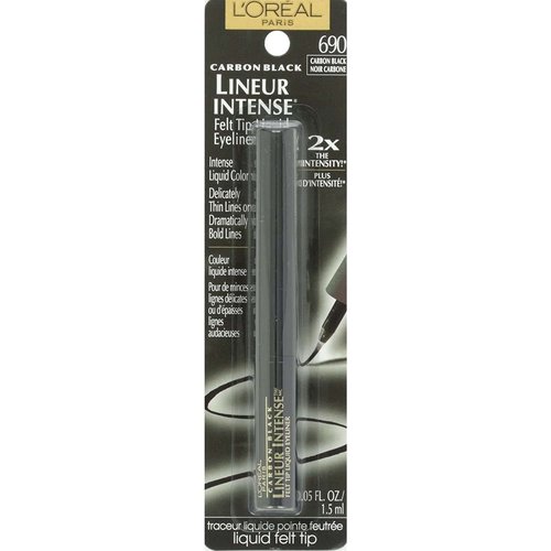 L'Oreal Paris Lineur Intense Pro Felt Tip Liquid Eyeliner, Carbon Black [690] 0.05 oz (Pack of 3)