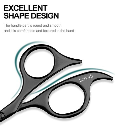 Lobodt 4.7-inch small nose hair scissors (black), round-headed scissors, for trimming facial hair, beards, ear hair, eyebrows, bathroom, Moustache Trimming，personal care and beauty