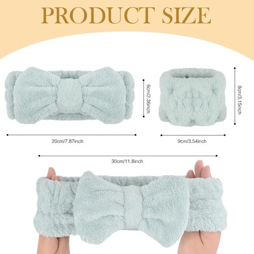 Skincare Microfiber Headbands by Spa - Soft, Stretchable Makeup & Yoga Hair Bands - Washable Terry Cloth, Cute Bowtie Design, 5-Pack