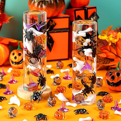 Halloween Vase Filler Set - 240 Orange and Purple Decor Elements for Parties and Home