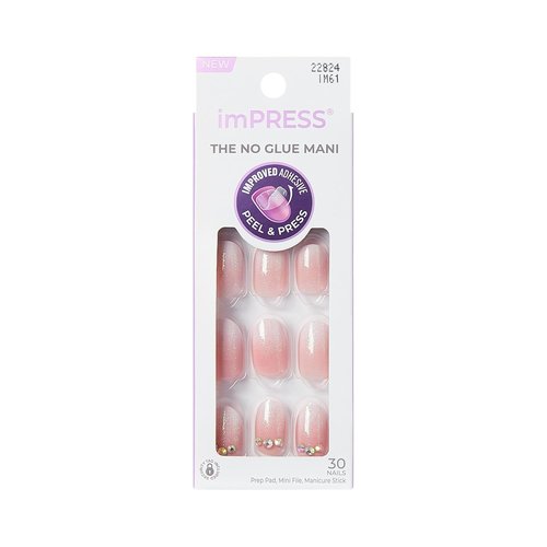 KISS imPRESS No Glue Mani Press-On Nails - 'Even Better' Pink Oval Design | Short Size, 30 Nails Included