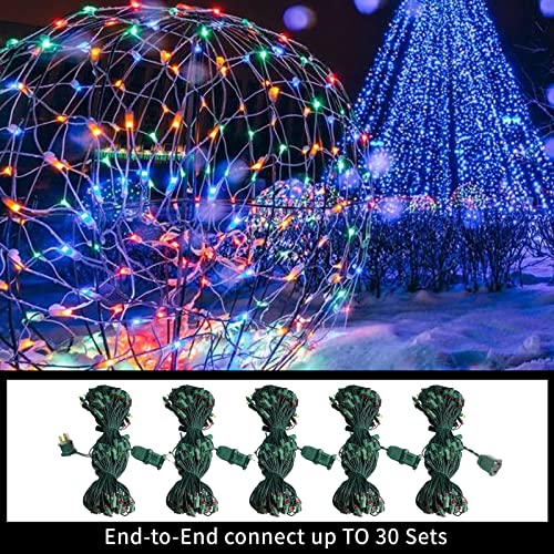 LED Christmas Net Lights 150 LED Outdoor Fairy String Lights 6ftx4ft Connectable Multi-Colored