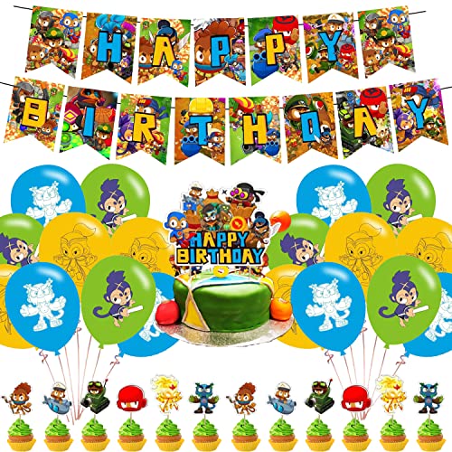 Bloons TD 6 Birthday Party Decorations Set with Banner Balloons & Cake Toppers