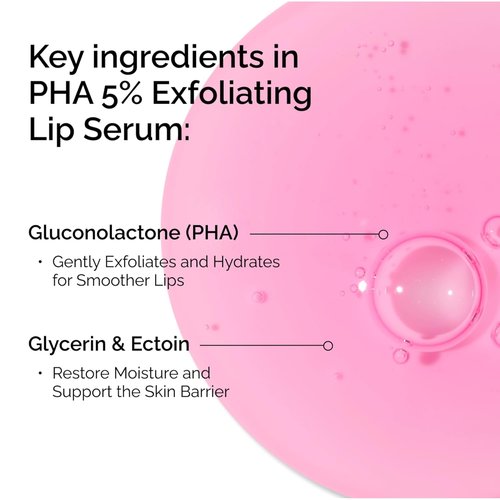 The Ordinary PHA 5% Exfoliating Lip Serum - Hydrating Overnight Treatment | 0.5 Fl Oz