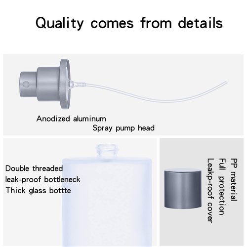 Jxcmeng 4 Pack 50ml/1.69 Oz Empty Frosted Glass Spray Bottles Perfume Atomizer, Refillable Empty Spray Perfume Bottles Fine Mist Atomizer Dispenser Container for Travel (4 Pcs 50ml Frosted Bottles)