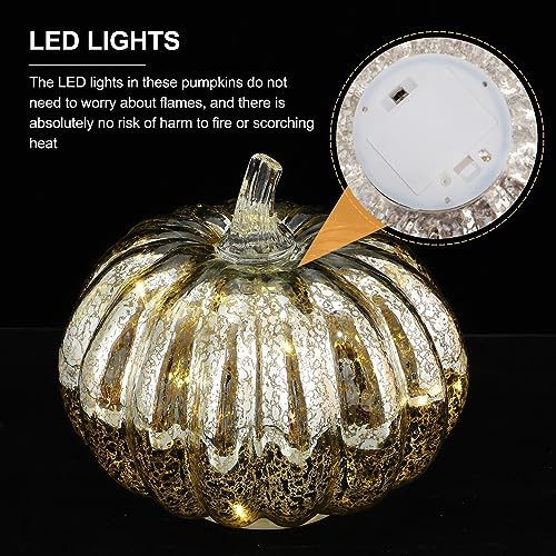 Glass Pumpkin LED Light - Battery Powered Halloween Fall Decoration