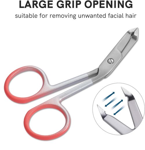 Professional Scissor Tweezers - 3Cr13 Stainless Steel Tweezers with Handles, Larger Grabbing Surface Area, Precision Eyebrow Tweezers for Women and Men Facial Hair (Red)