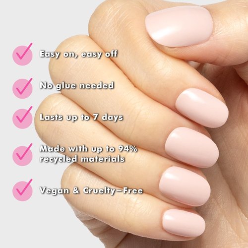 Olive & June Press-On Nails - Classic Super Stick | No Glue Needed | 32 Tabs in 16 Sizes | Non-Toxic, 7-Day Wear | Spring Flowers & Gelato Pink