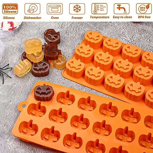 Halloween Pumpkin Chocolate Mold 2-Piece Silicone Candy Molds for Cakes, Cookies, Jellies, and Decorations - Pumpkin-2pcs
