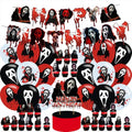 Horror Movie Scream Birthday Backdrop Party Decorations with Balloons & Toppers