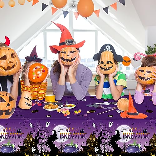 Baby Shower Tablecloth 3 Pack Halloween A Baby Is Brewing 54x108 Inch - Gender Reveal Decor