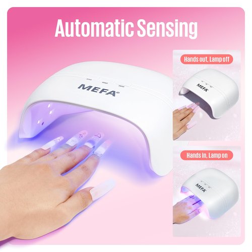 MEFA U V Nail Lamp with 3 Timers & 21 pcs Lamp Beads (72W Portable U V Light for Gel Nails Fast Curing, Professional Nail Art Tool for Home Salon)