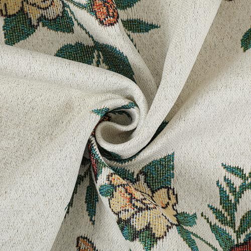 Dimatic Cotton Linen Rectangular Tablecloth with Botanical Elements - Red 55 x 94 Inches (Flower Variation)