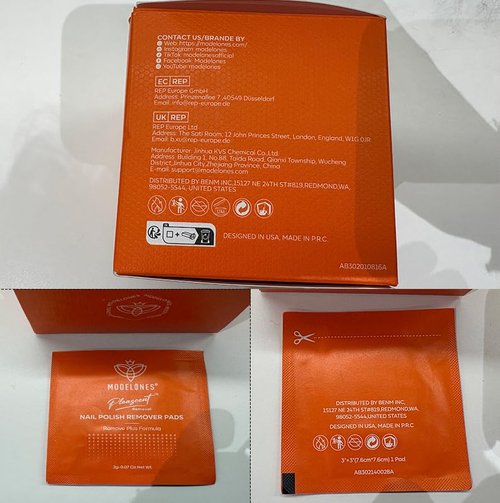 Modelones Nail Polish Remover Pads, Acetone Nail Polish Remover Wipes 50 PCS Professional Individually Wrapped Wet Wipes Easily & Quickly Lemon Smell Glycerin Moisturizing Big Size Portable