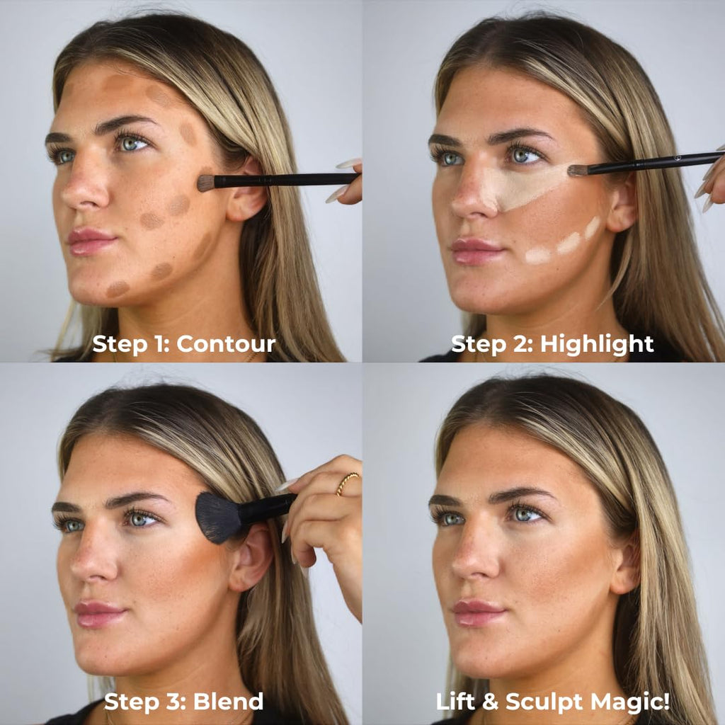 W7 Lift & Sculpt Cream Contour Kit - Highlighting & Contouring Makeup Palette with Instructions