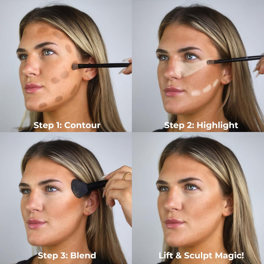 W7 Lift & Sculpt Cream Contour Kit - Highlighting & Contouring Makeup Palette with Instructions