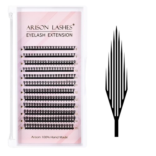 Arison Lashes Premade Fan Anime Lashes Fans False Eyelash Russian Extension Volume Fluff Natural Cat Eye Lashes D Curl 0.07 Thickness 8-15mm Mix Lash Tray