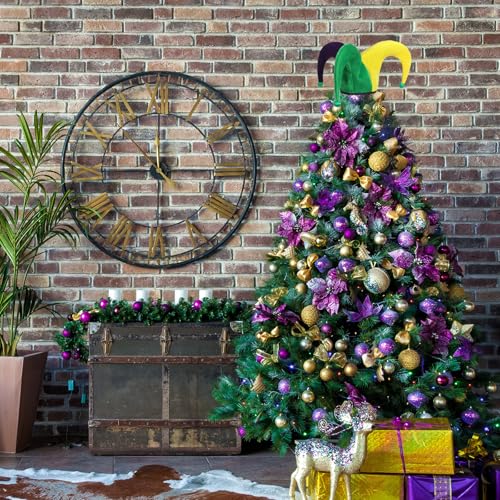 Mardi Gras Tree Topper Jester Clown Hat Decorations for Home & Party