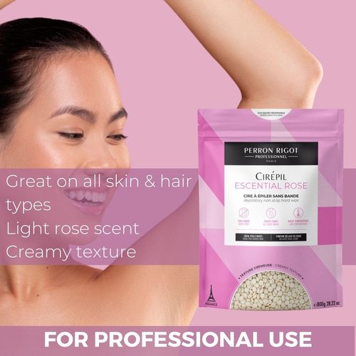 Cirepil - Escential Rose 800g / 28.22 oz Hard Wax Beads Bag - Creamy Rose Scented Wax for Face, Bikini & Body - All-Purpose Formula with Beeswax - Low Temp Refill Bag